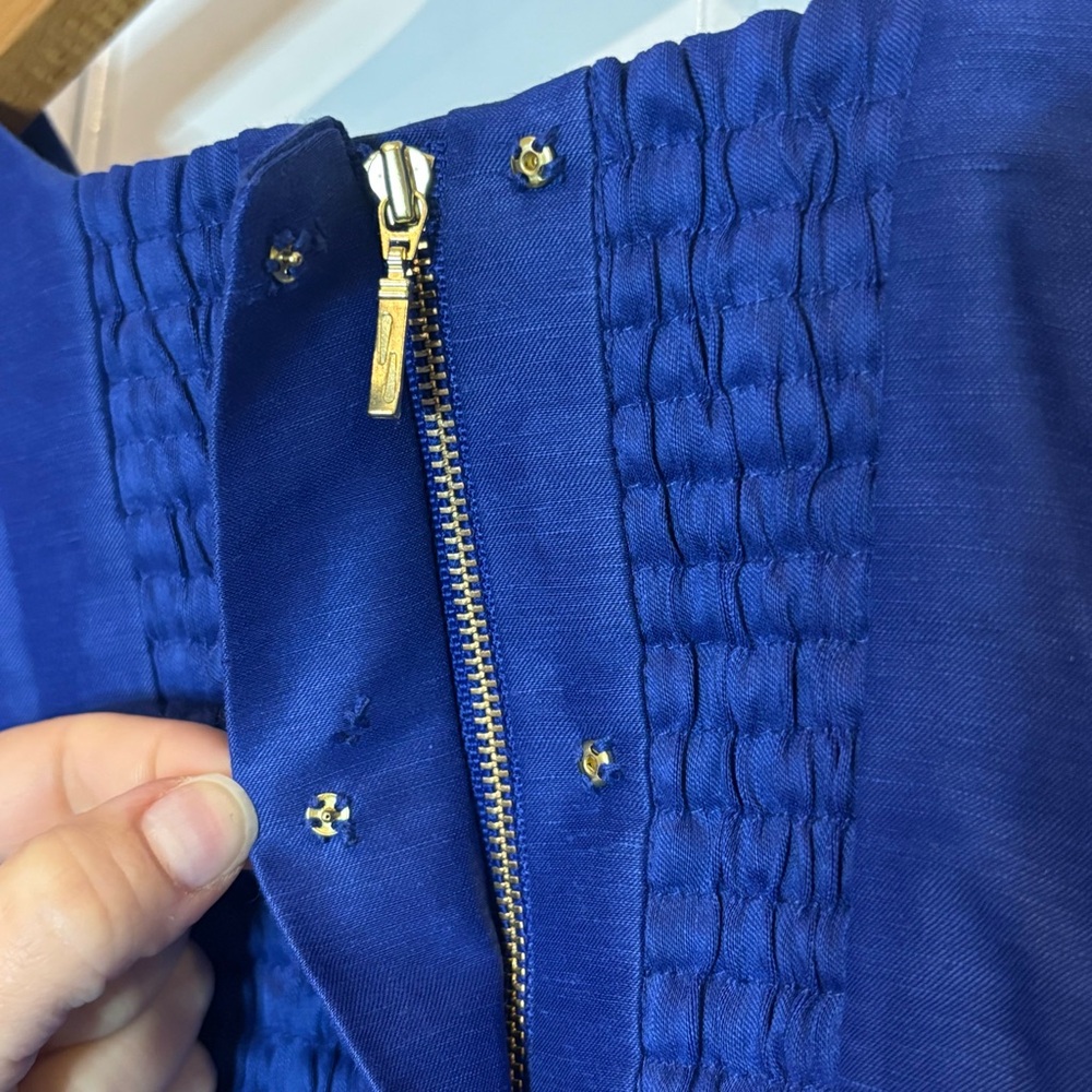 NWT Aje Reverb Puff Sleeve Twist Front Crop Top Button Back Cobalt Blue 4 - Picture 7 of 9